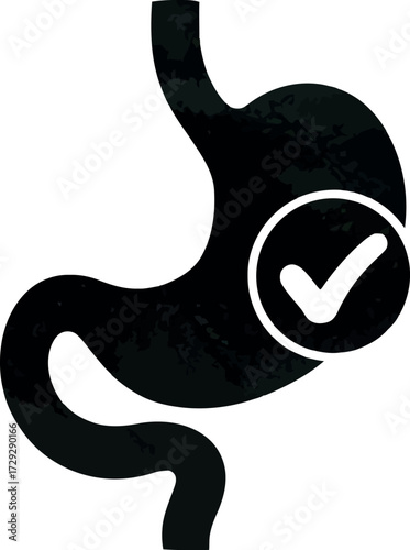 Healthy stomach icon medical check mark symbol digestion health vector Hand drawn