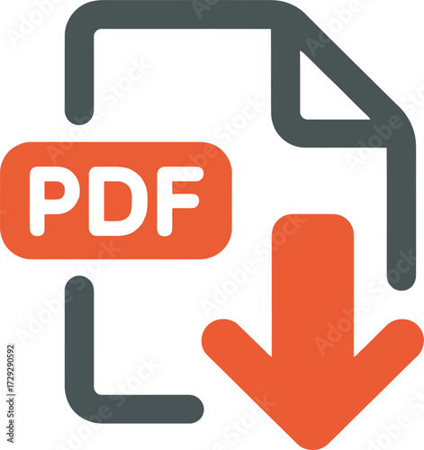 Pdf download icon orange arrow graphic element vector Hand drawn