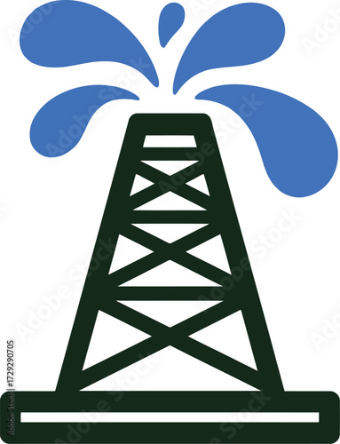 Oil rig spouting water symbol industry energy extraction concept vector Hand drawn