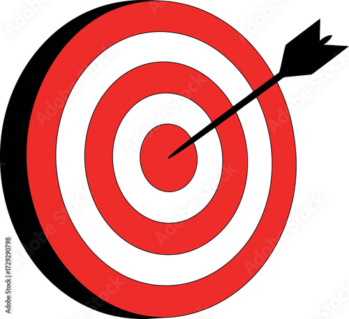 Archery target success goal achievement arrow hit business strategy vector Hand drawn