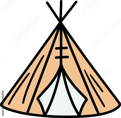 Hand drawn teepee native american dwelling icon camping adventure symbol vector Hand drawn