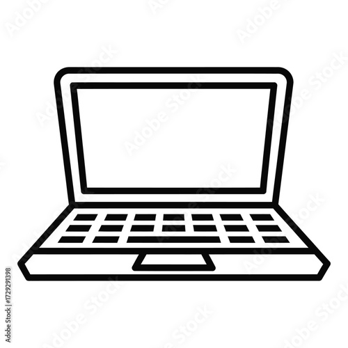 Open laptop computer icon simple line art outline graphic design element vector
