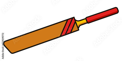 Dynamic Cricket Bat Illustration for Sports Enthusiasts and Game Day Promotions, Perfect for Team Spirit Designs and Exciting Sporting Event Announcements, Originally Scalable Vector Graphic