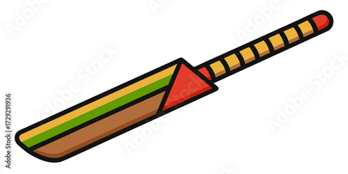 Vibrant cricket bat design, perfect for sports graphics, game assets, and energetic branding that scores big with audiences seeking dynamic visual appeal.