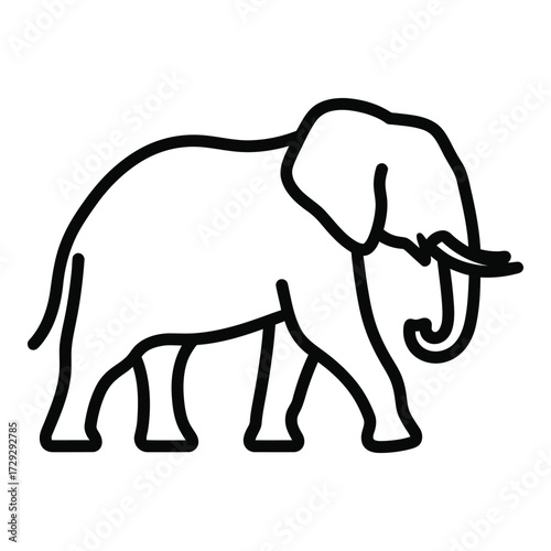Simple line drawing of an african elephant side view icon for general use vector