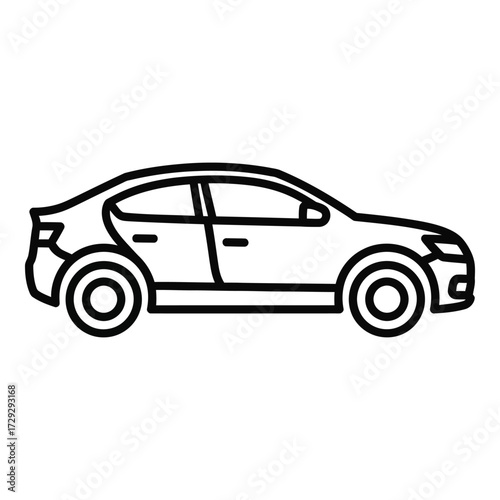 Modern sedan car outline icon simple automotive transportation graphic symbol vector