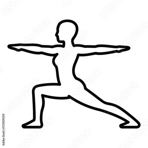 Warrior ii yoga pose silhouette for fitness and wellness representation vector