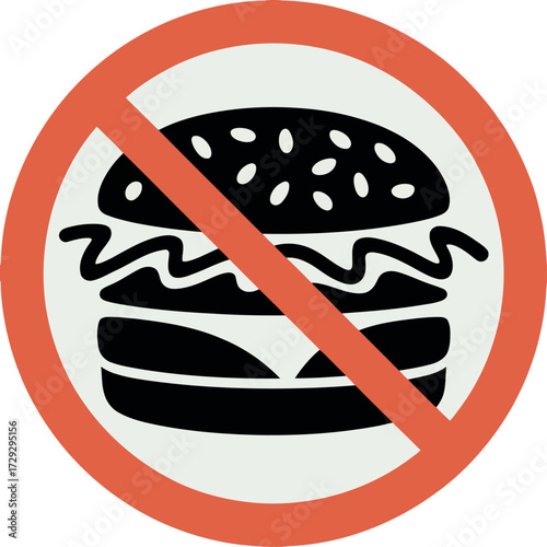 Burger prohibition sign diet healthy eating concept vector Hand drawn