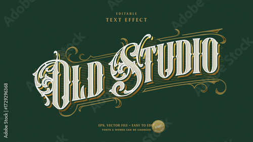 Old studio text effect. Editable vintage text style.