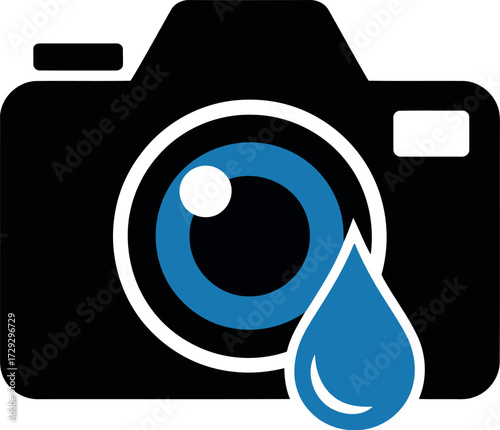 Creative camera eye water drop icon symbol vector Hand drawn