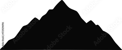 Majestic mountain peaks silhouette minimalist outdoor adventure graphic vector