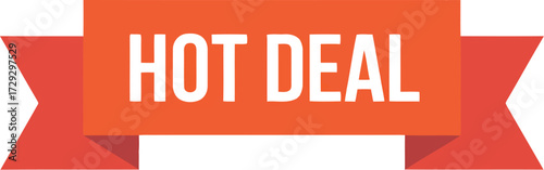 Hot deal ribbon sale discount offer promotion sign vector Hand drawn