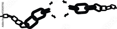 Broken chain link freedom escape breakthrough strength symbol vector