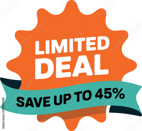 Limited deal save up to 45% discount sticker vector Hand drawn