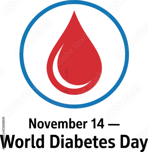 World diabetes day november 14th blood drop awareness symbol vector Hand drawn