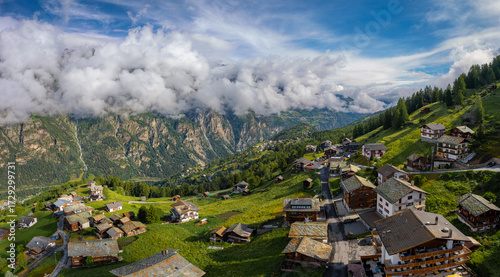 village in the mountains alps in switzerland