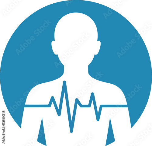 Human silhouette with heartbeat pulse vector icon vector Hand drawn