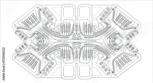 Vector art of abstract architectural blueprint design