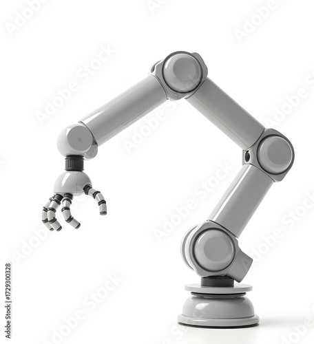 Robotic Arm Isolated on White with Cinematic Studio Lighting