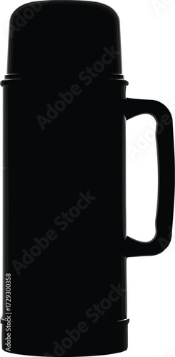 Modern thermos bottle silhouette for outdoor adventure and travel vector