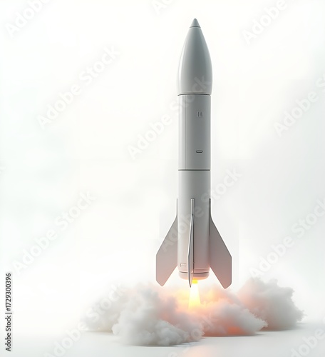 Rocket Model Isolated on White with High-Detail Lighting