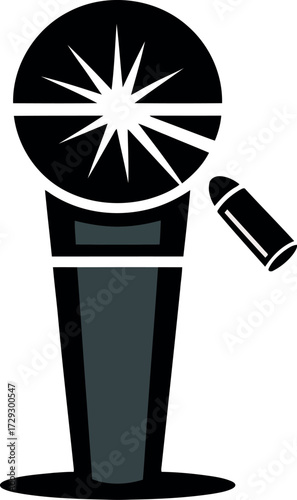 Retro microphone icon sound recording podcast music performance vector Hand drawn