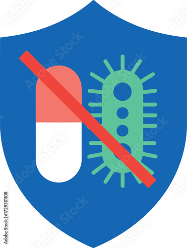 Medical shield antibiotic resistance germs prevent bacteria fight virus icon vector Hand drawn