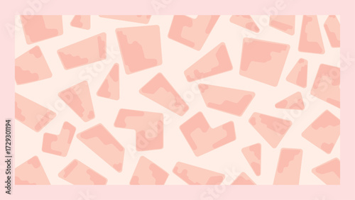 Pink geometric shapes scattered across a light background create a playful pattern. Perfect for a presentation background.