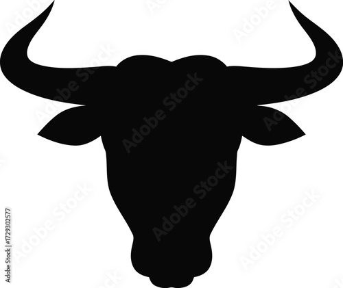 Powerful bull silhouette fierce animal head horns strong symbol vector
