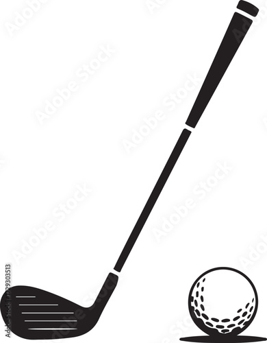 Black silhouette of a golf club hitting a golf ball representing the sport of golf