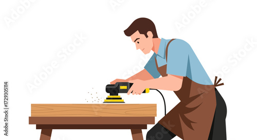 Craftsman Smoothing Wood Surface with Orbital Sander for Professional Results