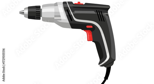 Illustration of a Corded Electric Drill for Construction and Repair Projects