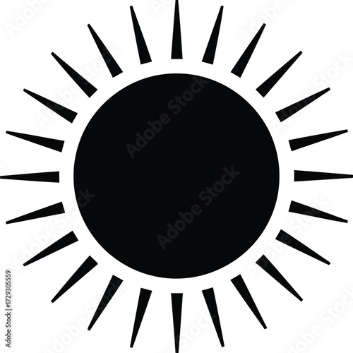 Abstract sun icon symbol black grunge textured rays heat energy vector