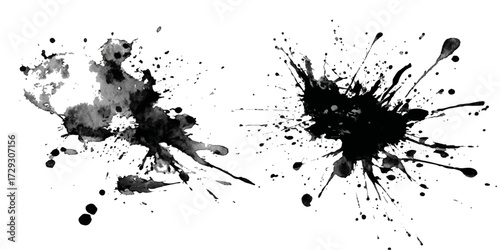 ink blots and splats. detailed ink splats Hyperrealistic Highly Detailed Isolated On Transparent Background	