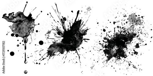 ink blots and splats. detailed ink splats Hyperrealistic Highly Detailed Isolated On Transparent Background	