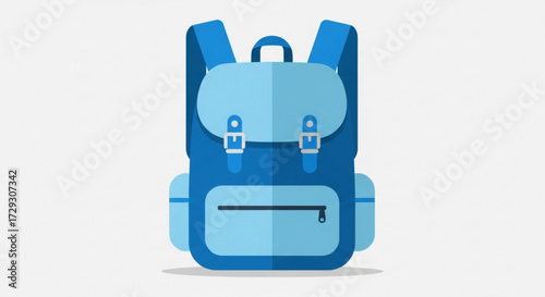 A blue backpack is ready for school, hiking, or travel, offering ample storage and comfortable carrying