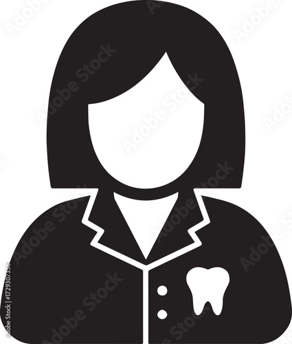 Female dentist avatar icon silhouette vector, dental professional symbol, medical healthcare isolated design.
