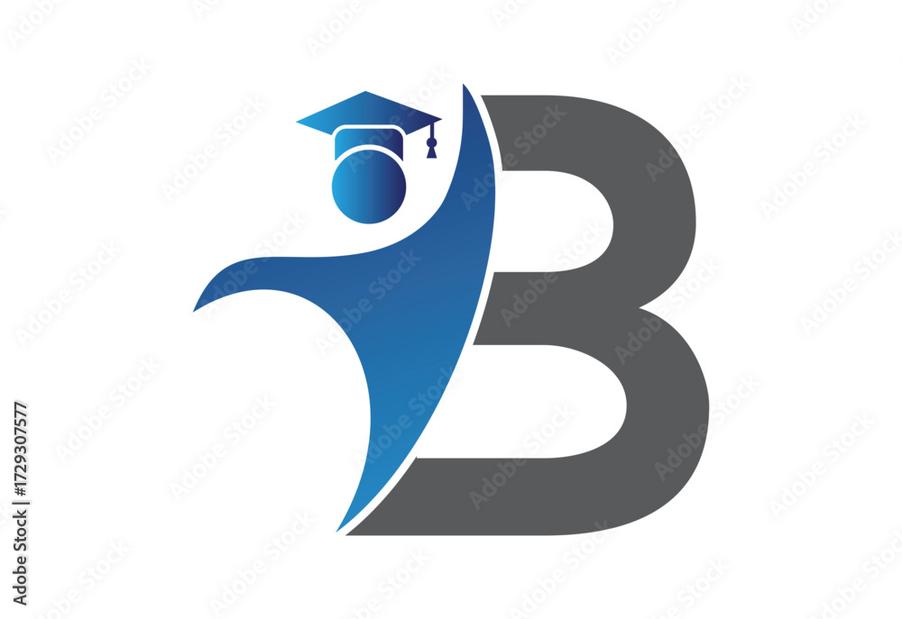 Fototapeta premium Graduation flat Icon human with latter B design concept