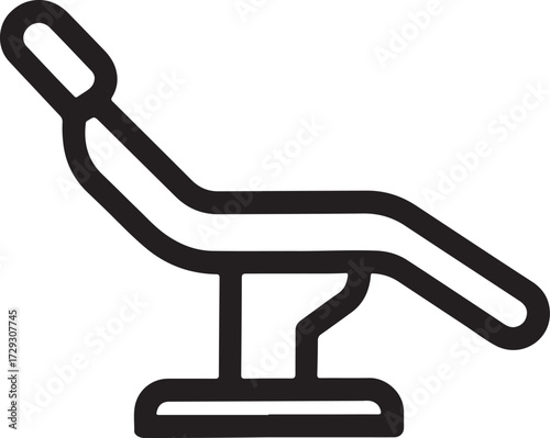 Dental chair outline icon silhouette vector, dental equipment symbol, clinic treatment isolated design.