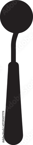 Dental mirror tool icon silhouette vector, dental instrument symbol, oral examination isolated design.