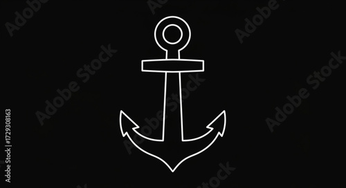 Illustration of an anchor, , representing stability, security, or maritime themes in a minimalist style