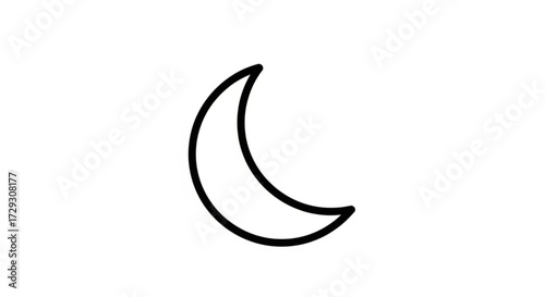 Illustration of a crescent moon, , representing night, sleep, or lunar themes in a minimalist style