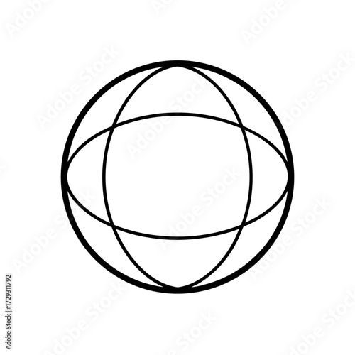 Simple globe with latitude and longitude silhouette