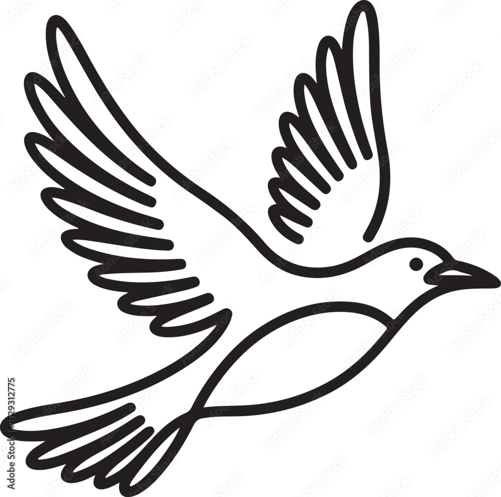 Obraz premium Elegant continuous line art illustration of a bird in flight, showcasing minimalist design and graceful movement