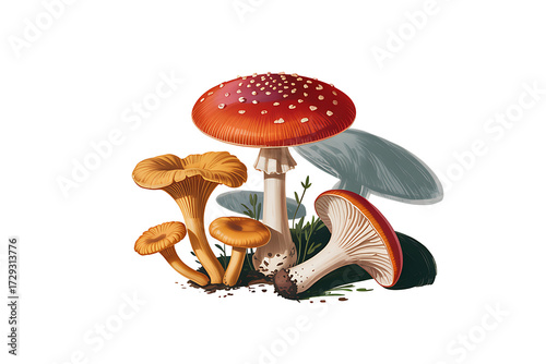 Seamless pattern with different mushrooms,  Mushrooms Botanical | Men's T-Shirt Regular 