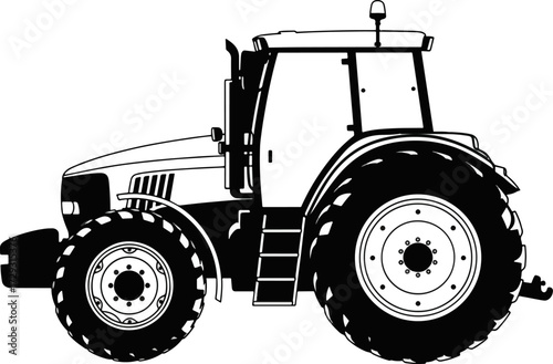 Farm tractor silhouette outline