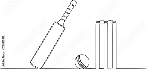 Cricket set isolated on white background. Cricket bat, ball and helmet. Cricket design elements for logo, label, badge, poster. Vector illustration
