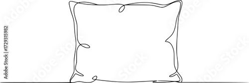 Pillow continuous one line drawing, One single line drawing of a pillow on a white background.
