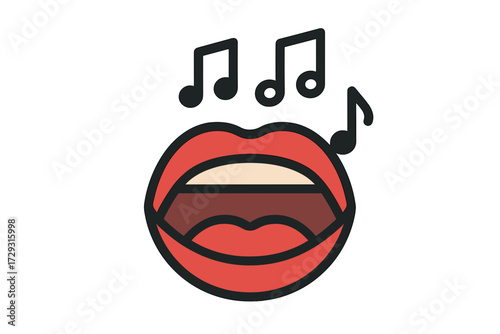 Singing Mouth with Music Notes