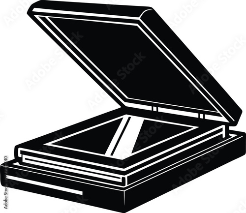 flatbed scanner in minimal style  white background